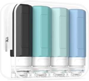 Redfly Travel Bottles for Toiletries 3oz, Silicone Travel Size Containers | Tsa Approved Travel Size Toiletries Bottles, Leak Proof Shampoo Containers, Refillable Travel Kit Essentials(Gray)