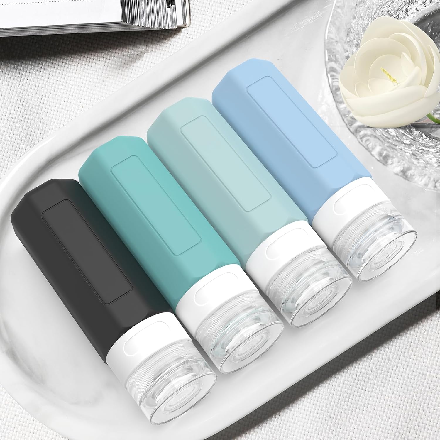 Redfly Travel Bottles for Toiletries 3oz, Silicone Travel Size Containers | Tsa Approved Travel Size Toiletries Bottles, Leak Proof Shampoo Containers, Refillable Travel Kit Essentials(Gray) - Image 6