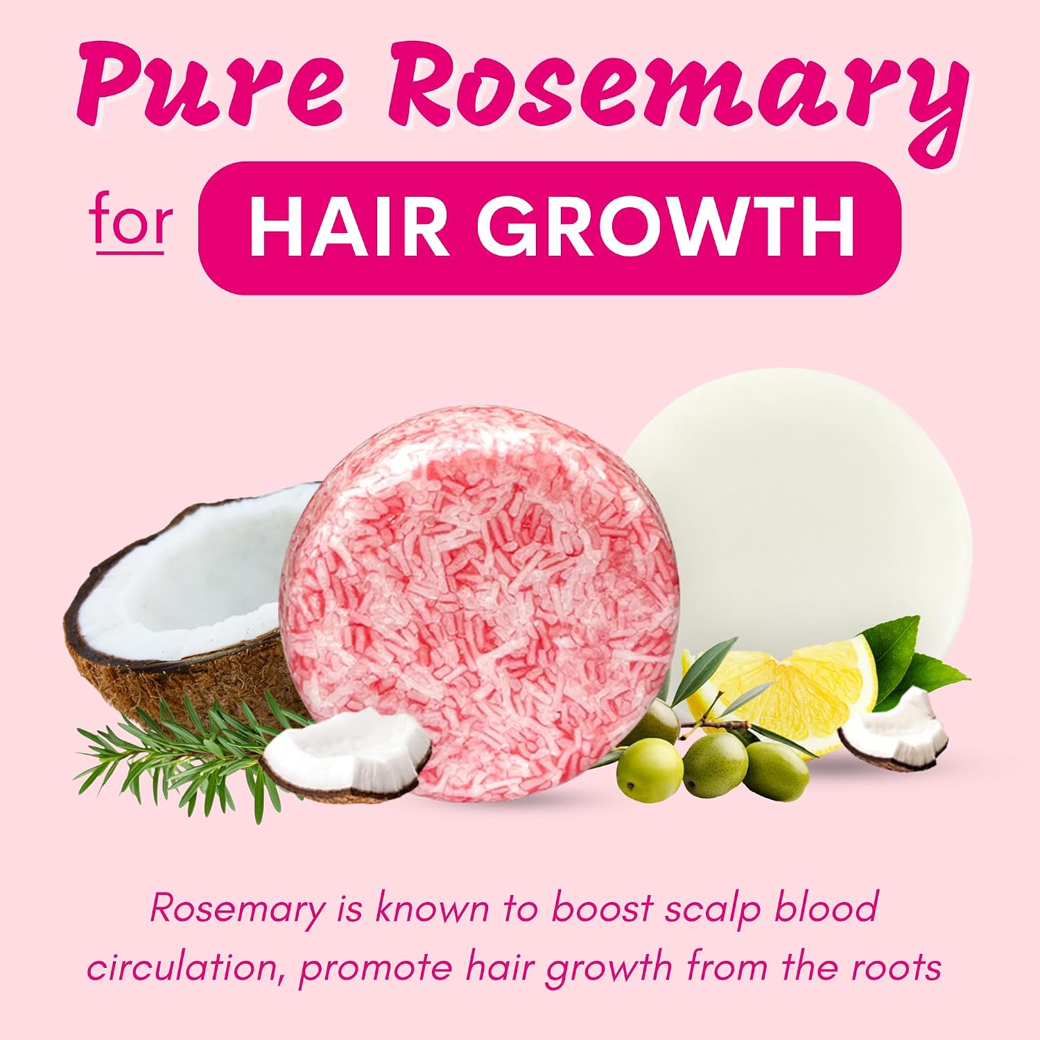 Muun Rosemary Shampoo and Conditioner Bar Set 3 - Natural Solid Hair Growth Soap Bars for Women with Straight, Curly or Thinning Hair for Anti-Hair Loss, Regrowth, pH Balanced, Sulfate & Silicone Free - Image 2
