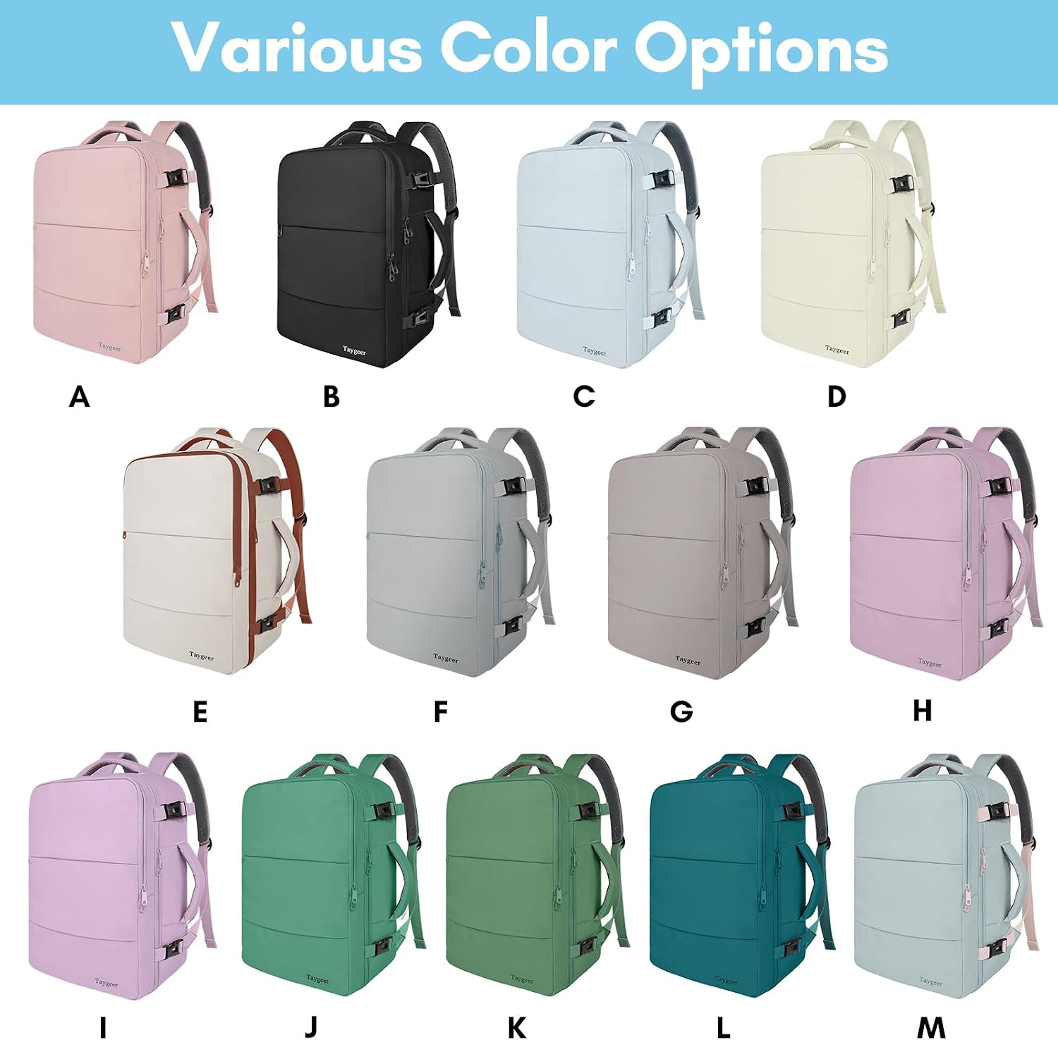 Taygeer Carry On Backpack, 40l Travel Backpack for Women Airline Approved | Cute Underseat Personal Item Travel Bag With Shoe Compartment, Casual Daypack Gifts for Friend Hiking Outdoor Weekend,Blue - Image 2
