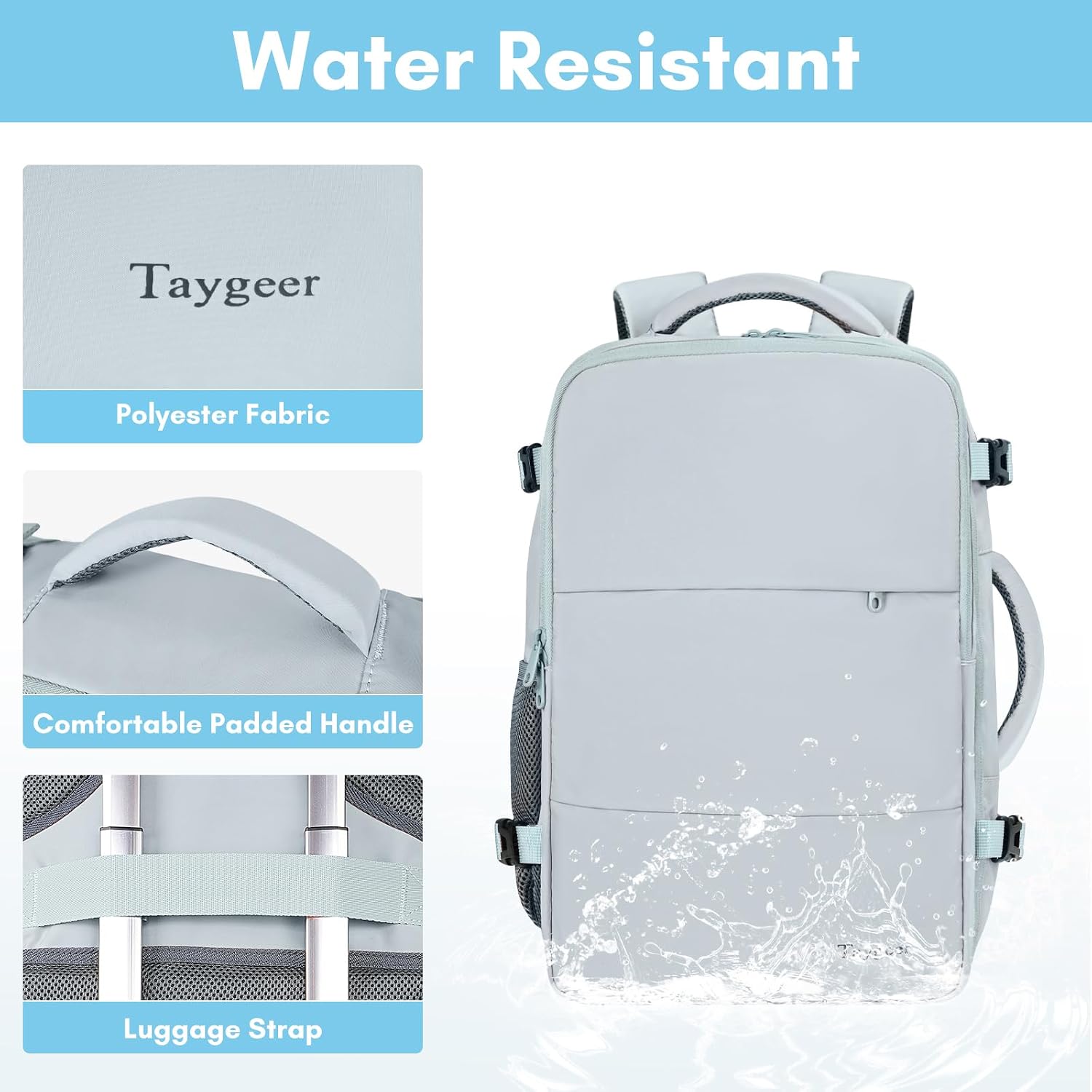 Taygeer Carry On Backpack, 40l Travel Backpack for Women Airline Approved | Cute Underseat Personal Item Travel Bag With Shoe Compartment, Casual Daypack Gifts for Friend Hiking Outdoor Weekend,Blue - Image 7
